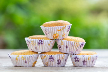 Ancient egg cakes (Kanom khai in Thai name) in white paper cup