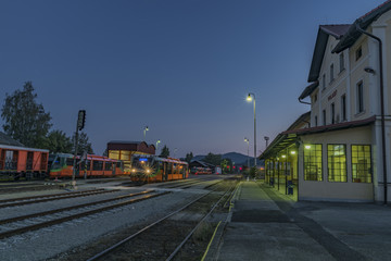 Fototapeta na wymiar Volary station in south Bohemia near Sumava national park