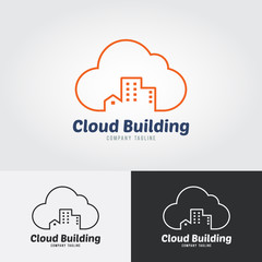 Cloud Building Logo. Mortgage & Real Estate logo design business.