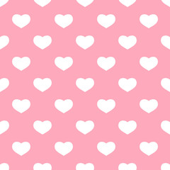 Vector seamless cute pink pattern with beautiful hearts