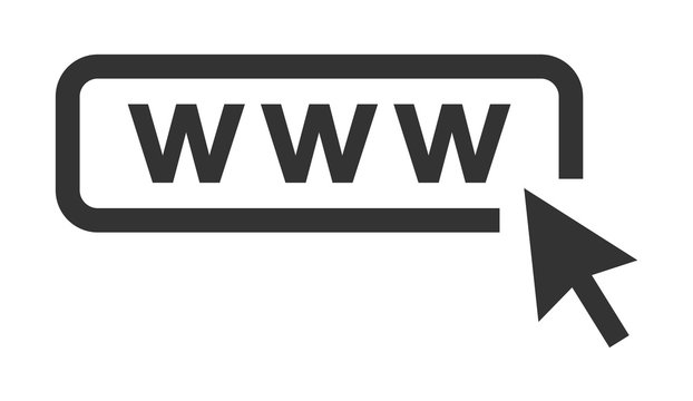 Web vector icon with arrow. Website icon with cursor on move