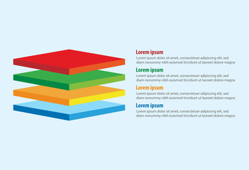 Vector of four 3D square layers infographic template