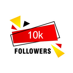 10K Followers thank you phrase on bright background with random items.Template for social media post, subscribers banner for blog. Vector illustration.