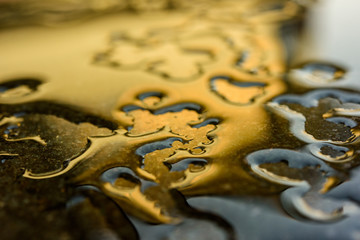 water drops splash on the black floor