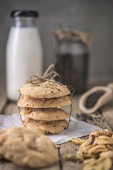 freshly baked cookies on rustic wooden table