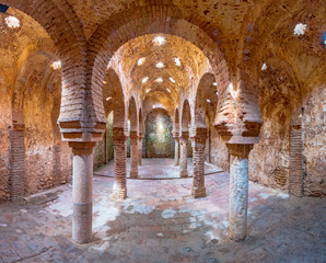 Interior of the arabic baths in Ronda, Spain.