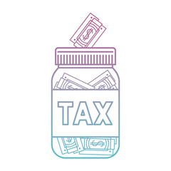 jar taxes with bills vector illustration design