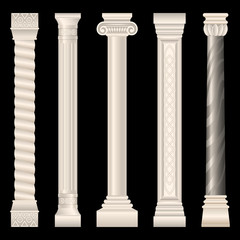 columns in antique style, Baroque, stucco, marble
