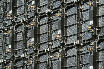 Texture of LED panels back view assembled in a large screen-monitor to show the city concert. View...