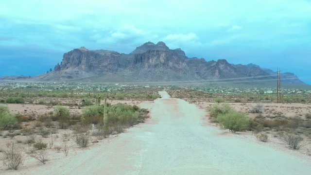 A zooming out shot of the Superstition mountain in Arizona.