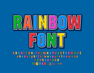 Fototapeta premium Vector Rainbow Font for Children. Colorful Playful Alphabet Letters, Numbers and Symbols