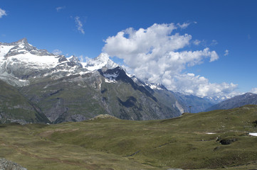 Fototapeta na wymiar Mountain landscape, in the Pennine Alps in the canton of Valais