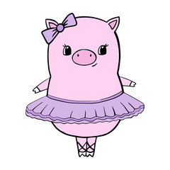 Vector illustration of cute pig isolated on white background