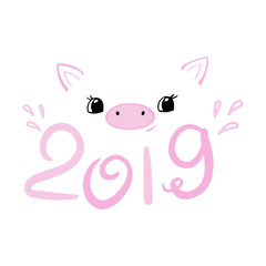 Vector illustration of cute pig isolated on white background