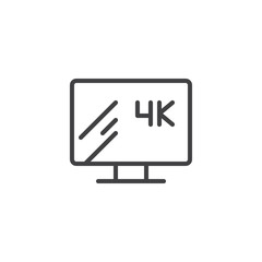 4K TV outline icon. linear style sign for mobile concept and web design. 4K television simple line vector icon. Symbol, logo illustration. Pixel perfect vector graphics