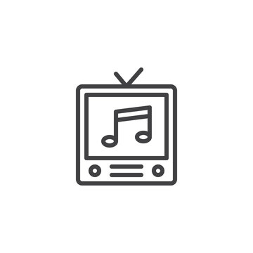 Retro tv with music note outline icon. linear style sign for mobile concept and web design. Music Video simple line vector icon. Symbol, logo illustration. Pixel perfect vector graphics