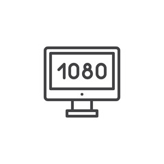 Widescreen tv outline icon. linear style sign for mobile concept and web design. Full hd 1080p TV simple line vector icon. Symbol, logo illustration. Pixel perfect vector graphics