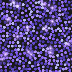 Glitter seamless texture. Actual purple particles. Endless pattern made of sparkling circles. Energe