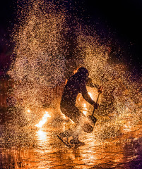  A man dancing with fire