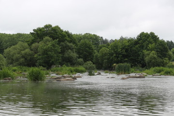 The shore of the plain river