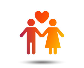 Couple sign icon. Male love female. Lovers with heart. Blurred gradient design element. Vivid graphic flat icon. Vector