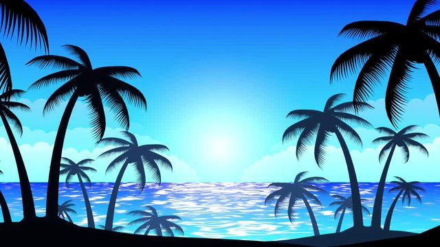 Beach sunny clouds day summer vector loop