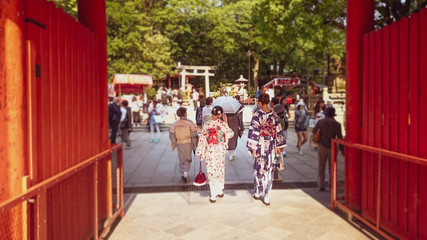 Kyoto temple kimono women