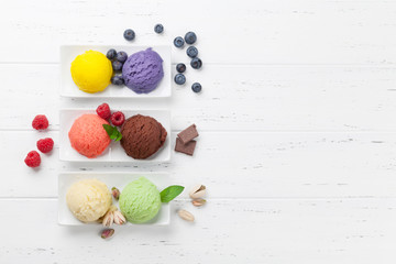 Fototapeta na wymiar Ice cream with nuts and berries