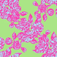 Behang flowers seamless pattern. Hand drawn ink illustration. Wallpaper or fabric design. © Artmirei