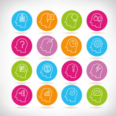human mind icons, idea icons