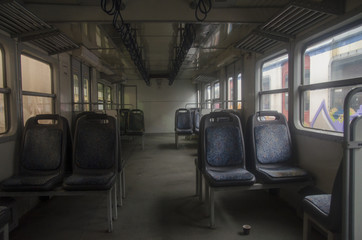 Fototapeta na wymiar Inside of the empty Train