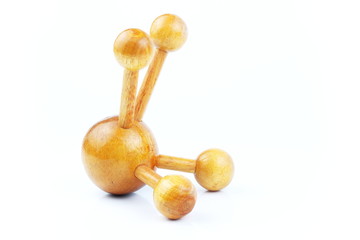 Reflexology Traditional Thai Massage tool, A wooden foot massage on a white background, isolate, wooden foot massage is a folk wisdom that Thai people. Popular Thai massage.