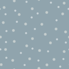 Snowflake seamless pattern. Snow on white background. Abstract wallpaper, wrapping decoration. Symbol winter, Merry Christmas holiday, Happy New Year celebration Vector illustration.