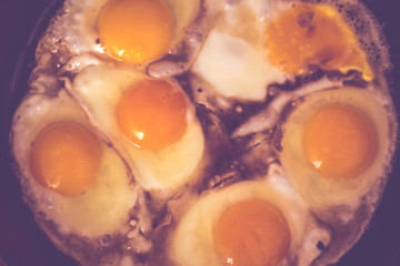 Fried eggs in a frying pan