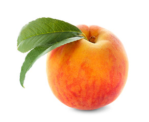 Fototapeta na wymiar Fresh sweet peach on white background