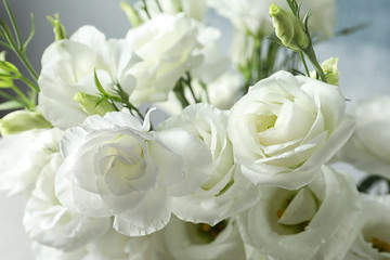 Obraz na płótnie Canvas Beautiful bouquet of Eustoma flowers, close up view