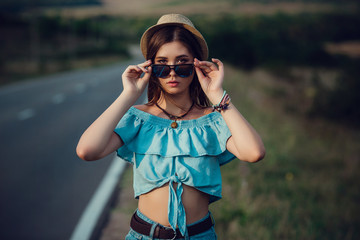 Young beautiful Asian woman in hippy style.