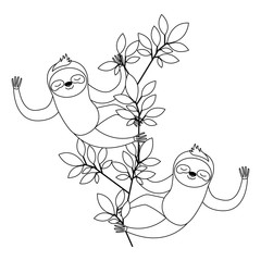 wild sloths couple in the jungle vector illustration design © Grgroup