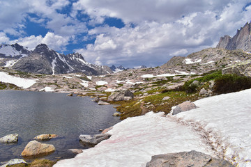 Upper and Lower Jean Lake in the Titcomb Basin along the Wind River Range, Rocky Mountains,...