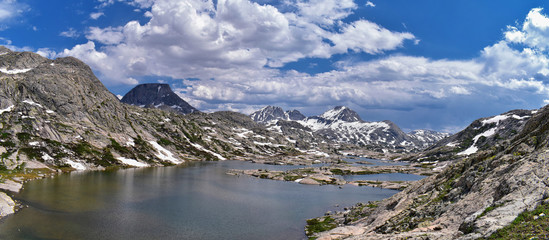 Upper and Lower Jean Lake in the Titcomb Basin along the Wind River Range, Rocky Mountains,...