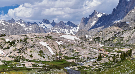 Upper and Lower Jean Lake in the Titcomb Basin along the Wind River Range, Rocky Mountains,...