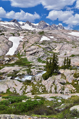 Upper and Lower Jean Lake in the Titcomb Basin along the Wind River Range, Rocky Mountains,...