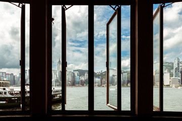 hong kong city view from pier ferry