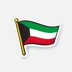 Sticker flag of Kuwait on flagstaff