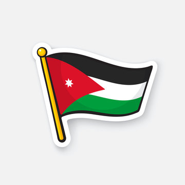Sticker flag of Jordan on flagstaff