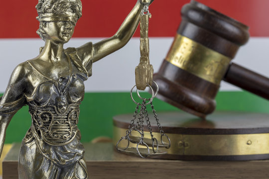Human Rights Act and Justice Concept ,Hungary Flag