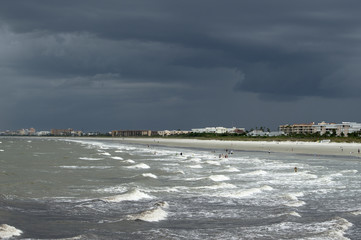 The nasty, storm moving into shore in Cocoa Beach in Florida 
