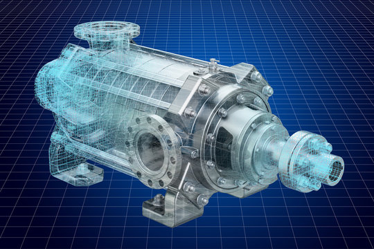 Visualization 3d Cad Model Of Centrifugal Pump, 3D Rendering