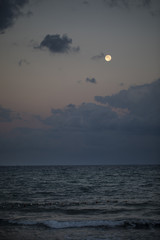 Ocean Sunset and Moon Light