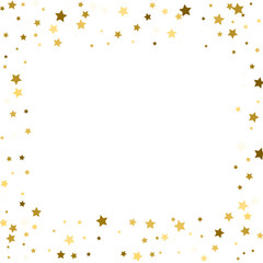 Gold stars on a white background. Vector IIlustration. Golden stars on a white square background. Template for holiday designs, invitation, party, birthday, wedding.